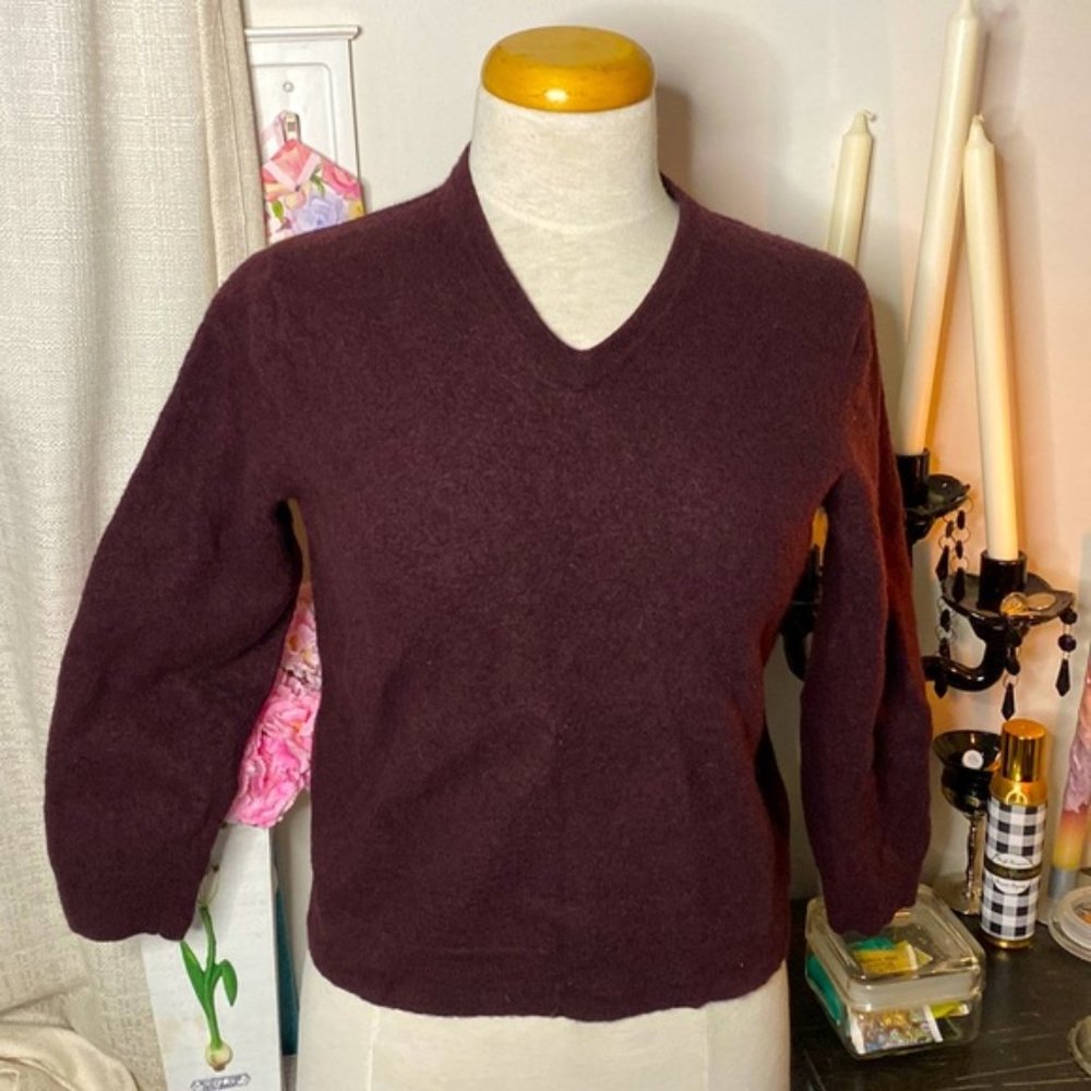 🌷 Calvin Klein🌷100% Merino Wool Burgundy Brown Sweater